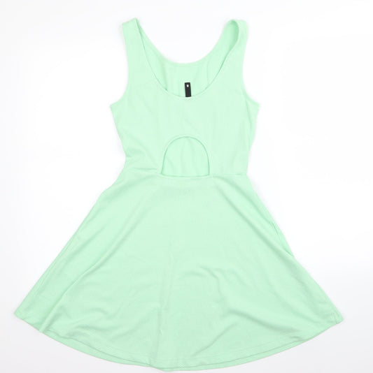 Divided Womens Green A-Line Size 8