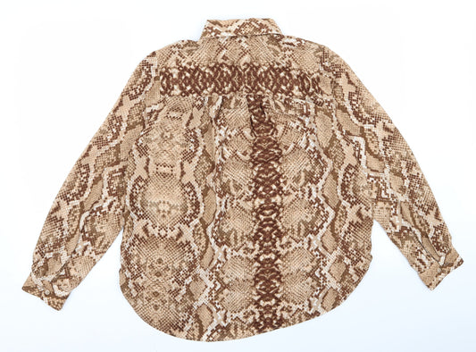Womens UK Size 12 H&M Brown Basic Button-Up