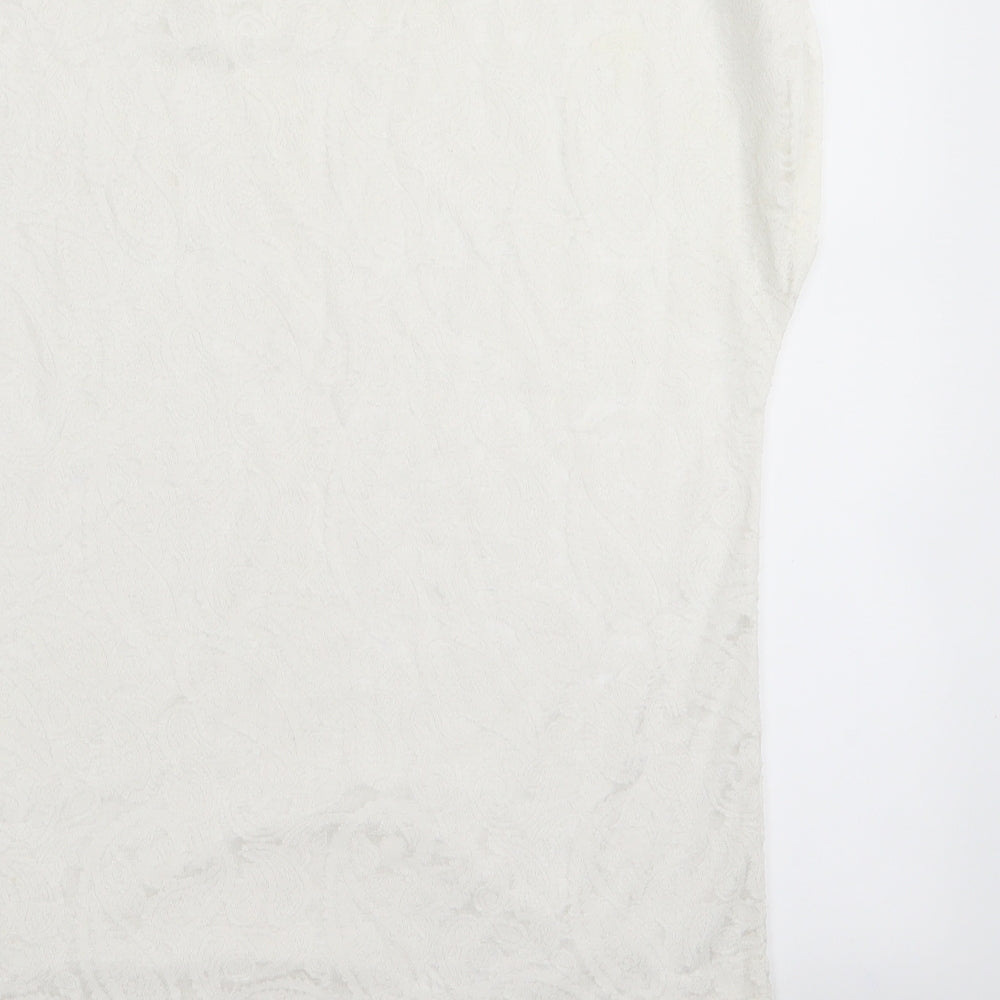 Womens UK Size 10 Warehouse White Basic T-Shirt