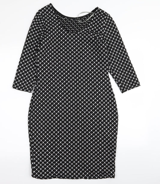 Dorothy Perkins Womens Black Argyle/Diamond A-Line Size 12