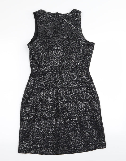 New Look Womens Black Geometric A-Line Size 8
