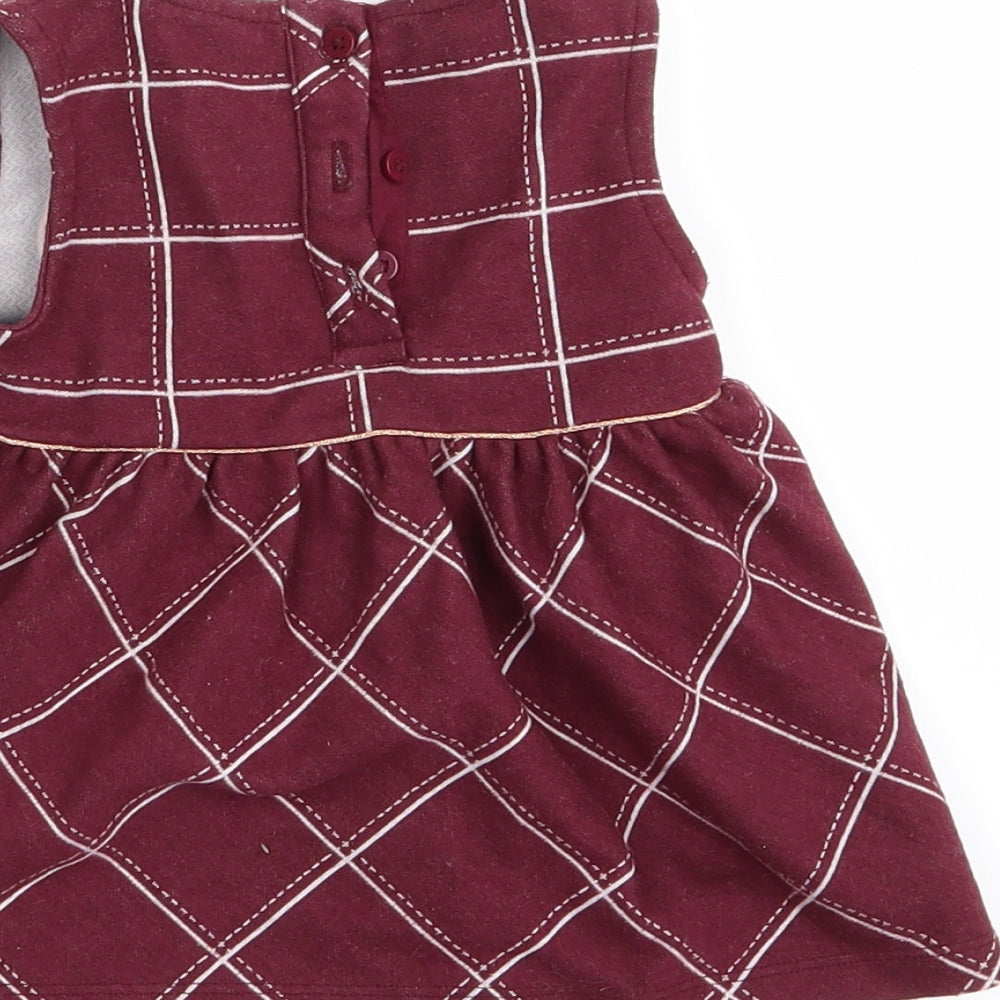 fred & flo Girls Red Check Fit & Flare Size 3-6 Months