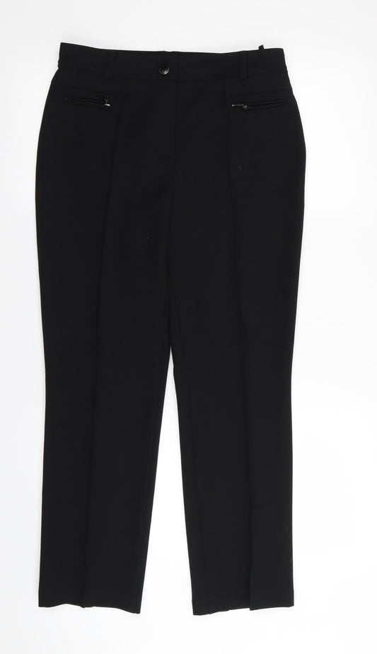 Womens UK Size 8 M&s Regular Fit Black Trousers