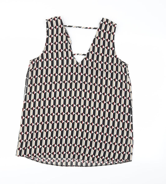 F&F Womens Black Argyle/Diamond Basic T-Shirt Size 12