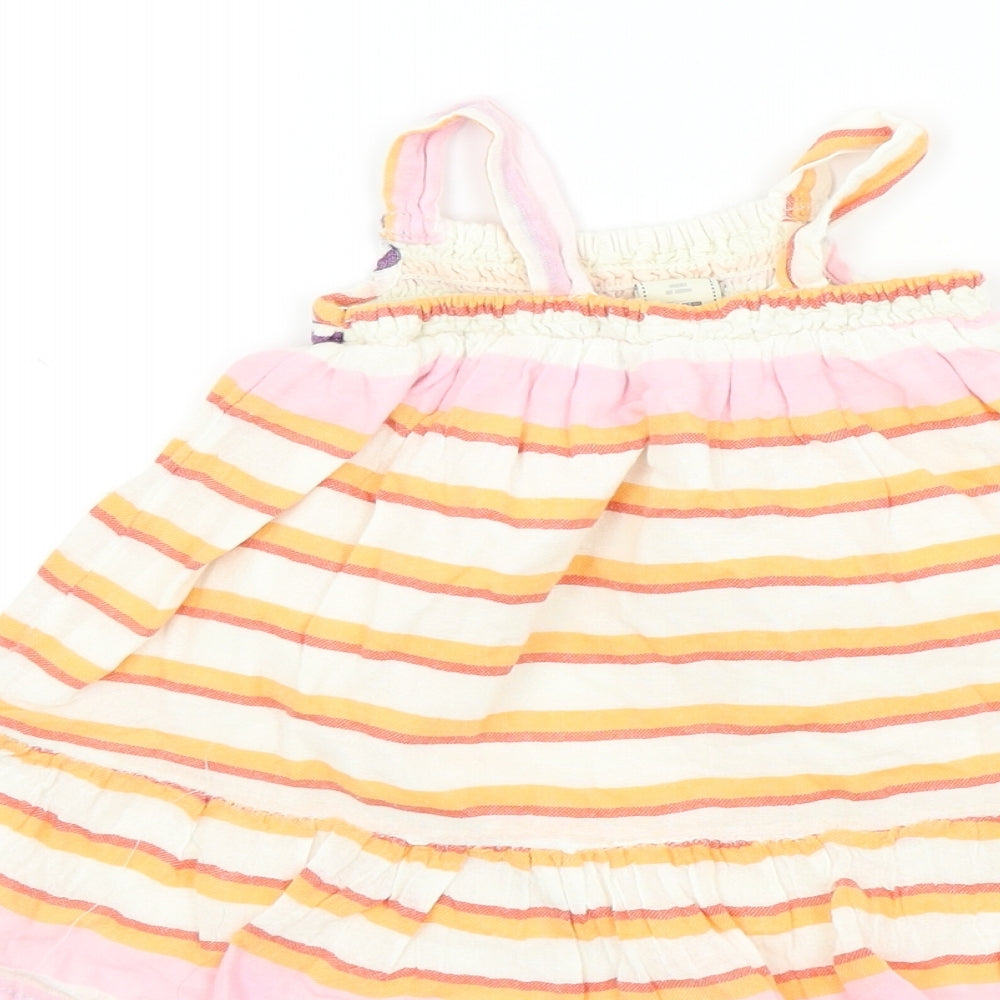 Old Navy Baby Ivory Striped Fit & Flare Size 9-12 Months - Frill Detail