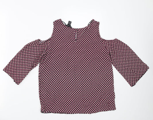 Womens UK Size 6 New Look Pink Basic Blouse