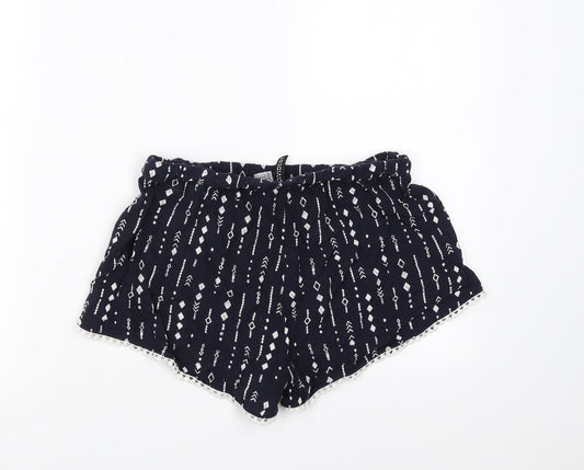 Divided by H&M Womens Blue Geometric  Hot Pants Shorts Size 8
