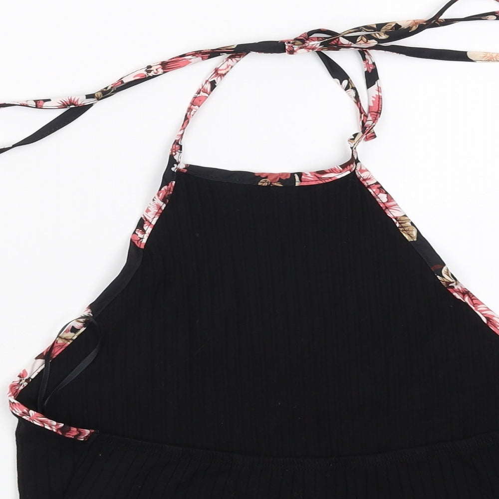 SheIn Womens Black Cropped T-Shirt Size L