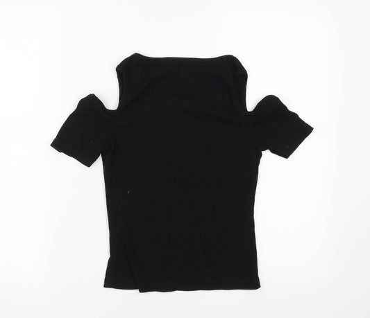 cotton:on Womens Black Basic T-Shirt Size S - cold Shoulder