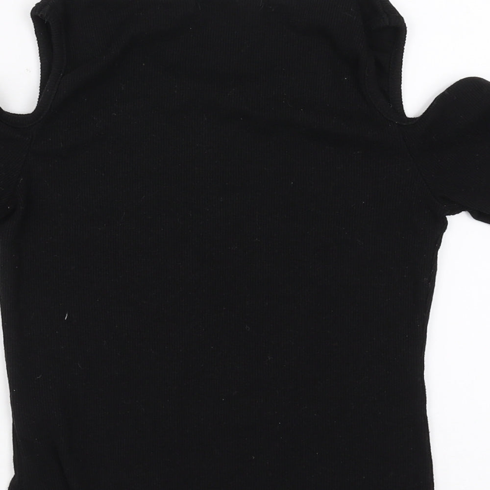 Brand and care label for cotton:on women’s black basic t-shirt, size S, - cold shoulder