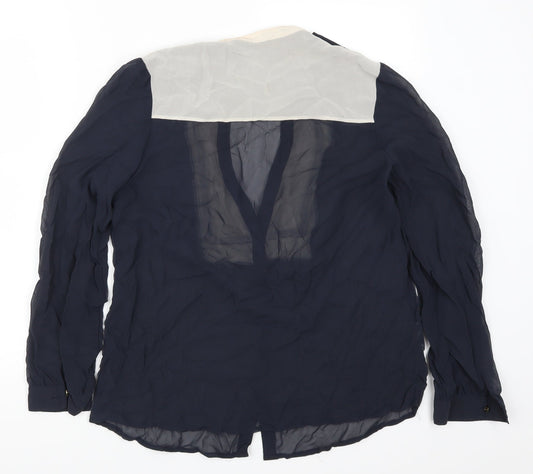Womens UK Size 14 NEXT Blue Basic Button-Up