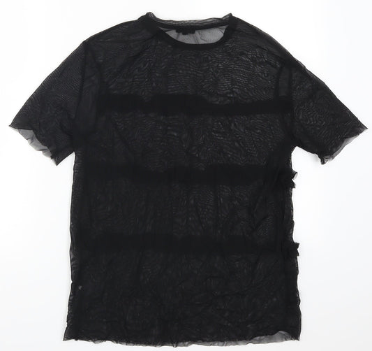 River Island Womens Black Mesh Basic T-Shirt Size 8