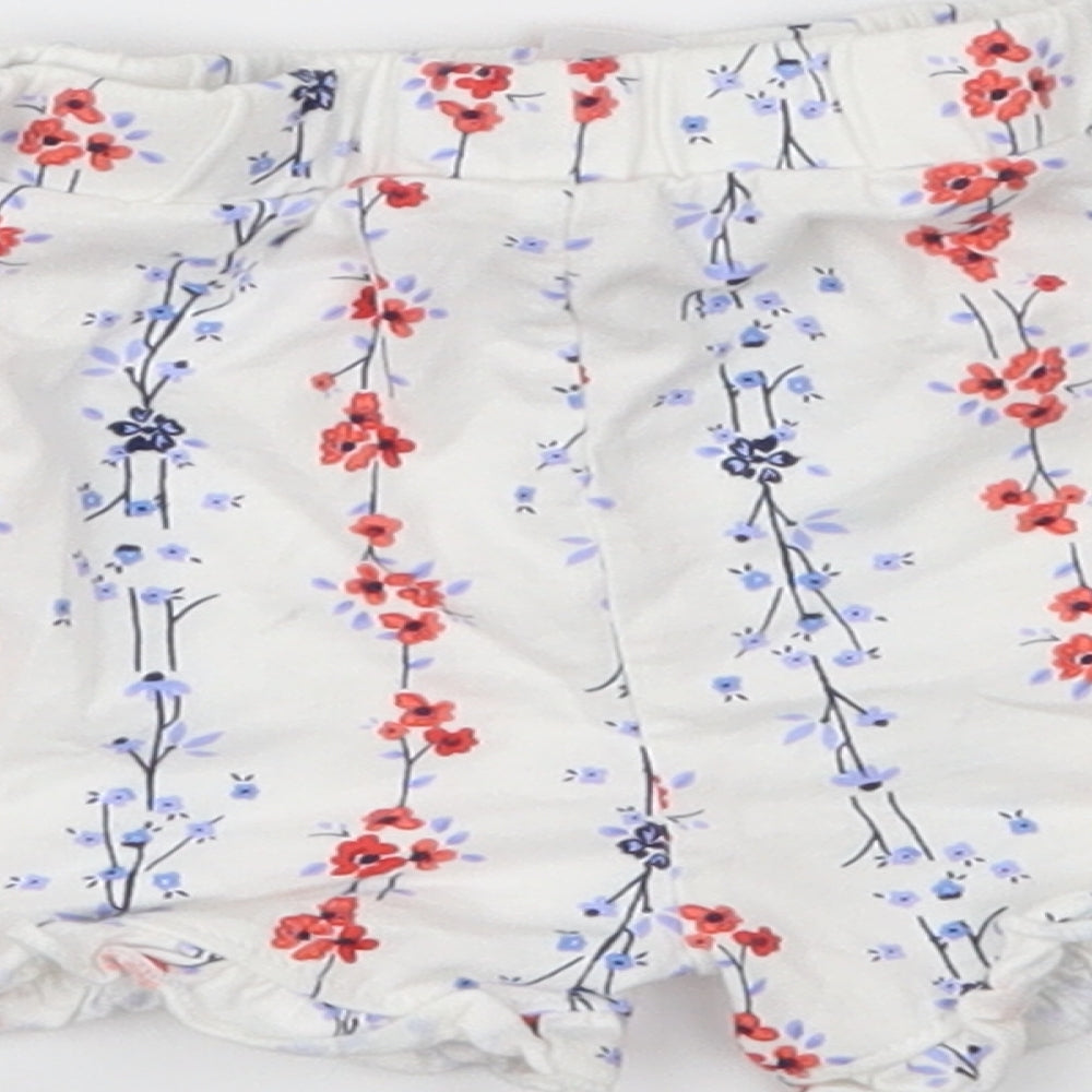 Matalan Girls White Floral Cropped Trousers Size 9-12 Months