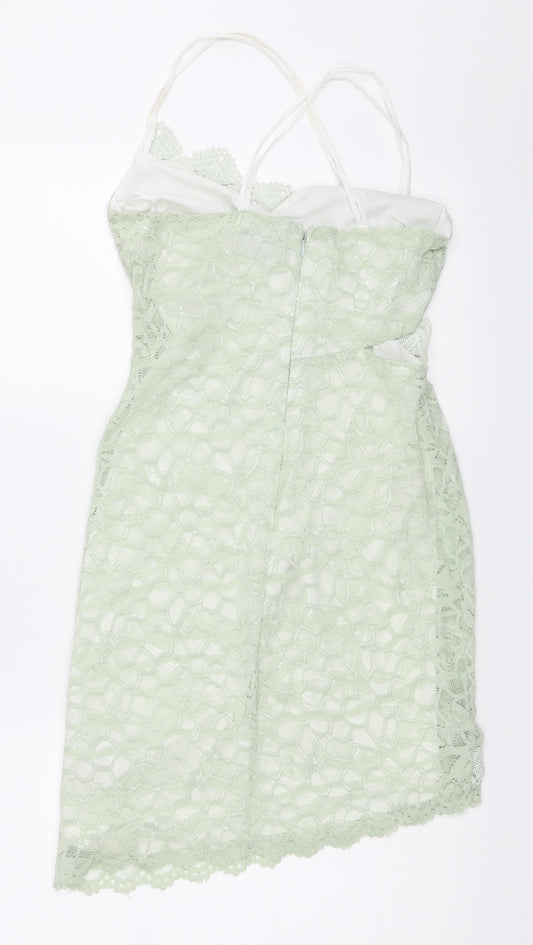 Topshop Womens Green Lace Mini Size 8