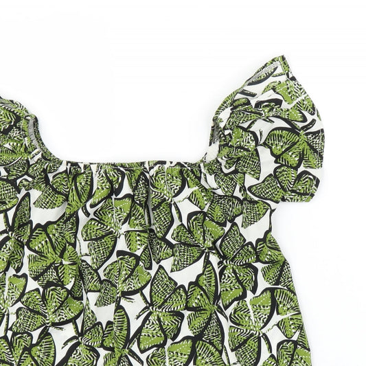 Primark Womens Green Animal Print Basic Blouse Size 4 - Butterflies