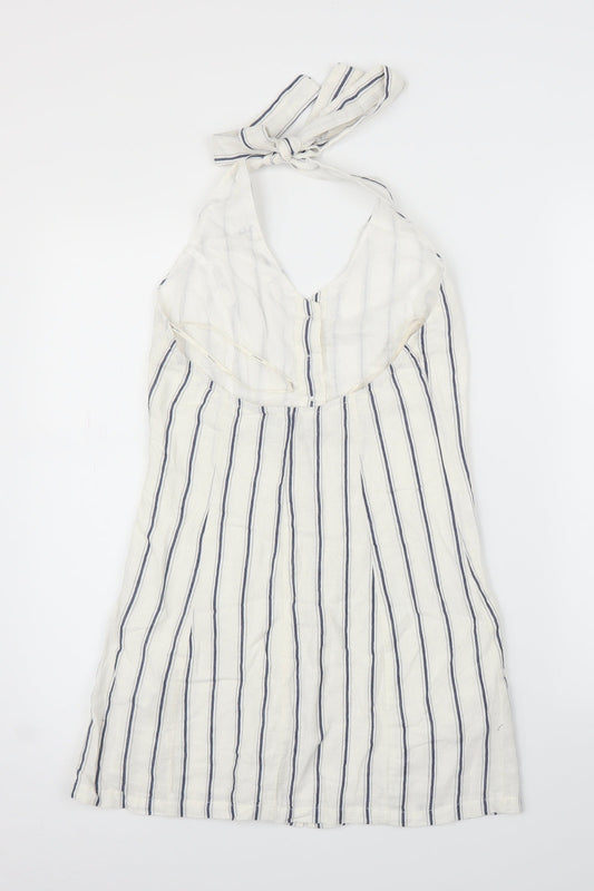 FOREVER 21 Womens White Striped A-Line Size S