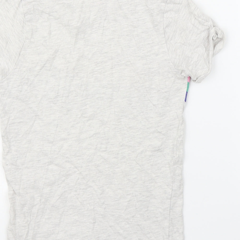 Brand and care label for Primark girls’ grey basic t-shirt, size 9-10, years - rainbow