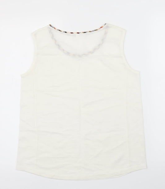 Womens UK Size L Preworn White Basic Blouse