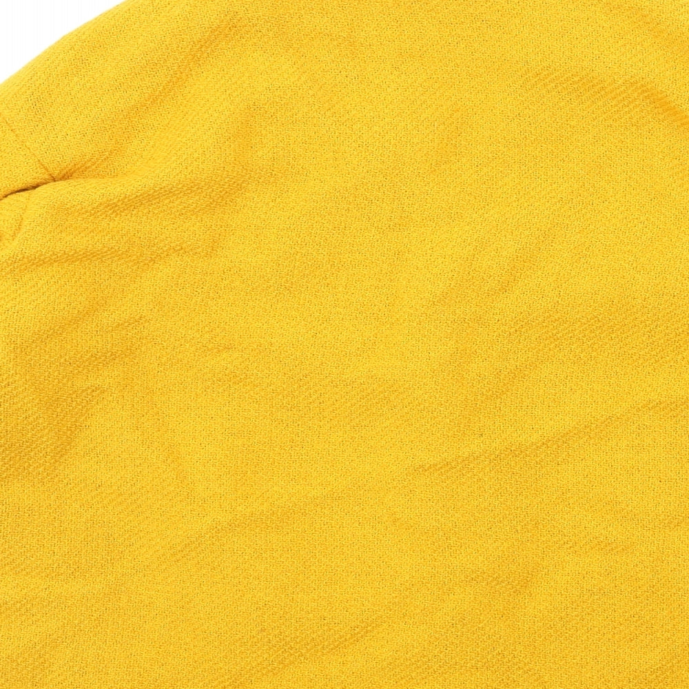 Brand and care label for Atmosphere women’s yellow overcoat coat, size UK 10