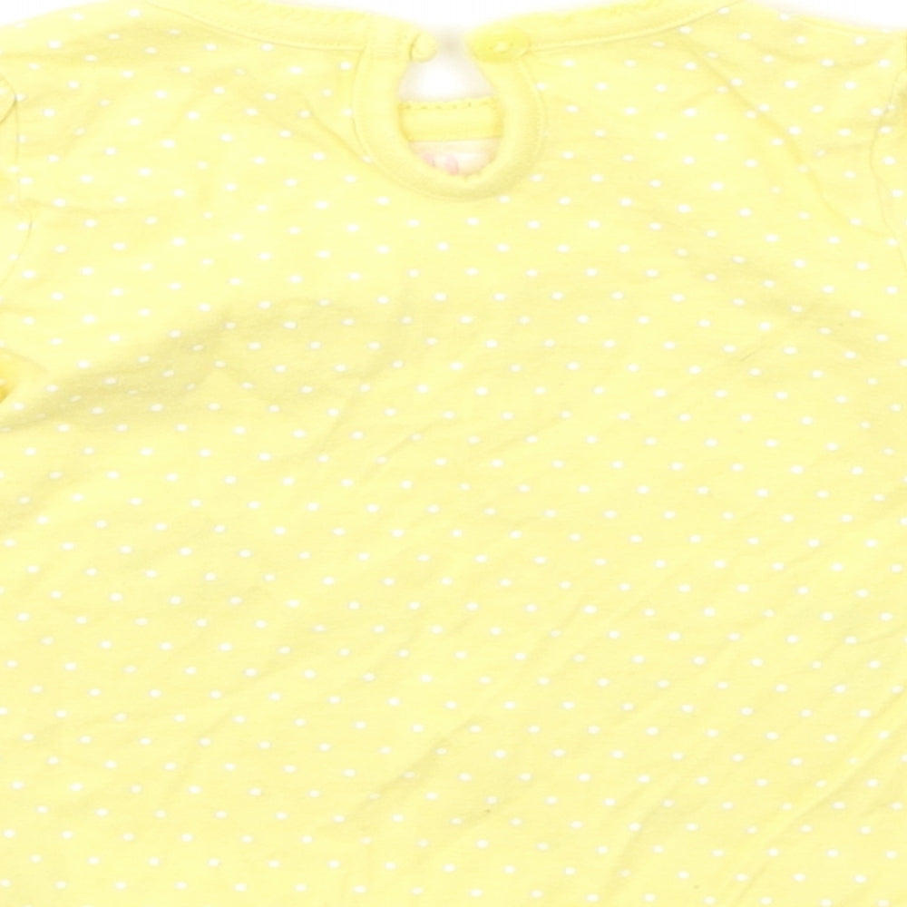 Brand and care label for George Baby Yellow Basic T-Shirt, size 0-3, Months