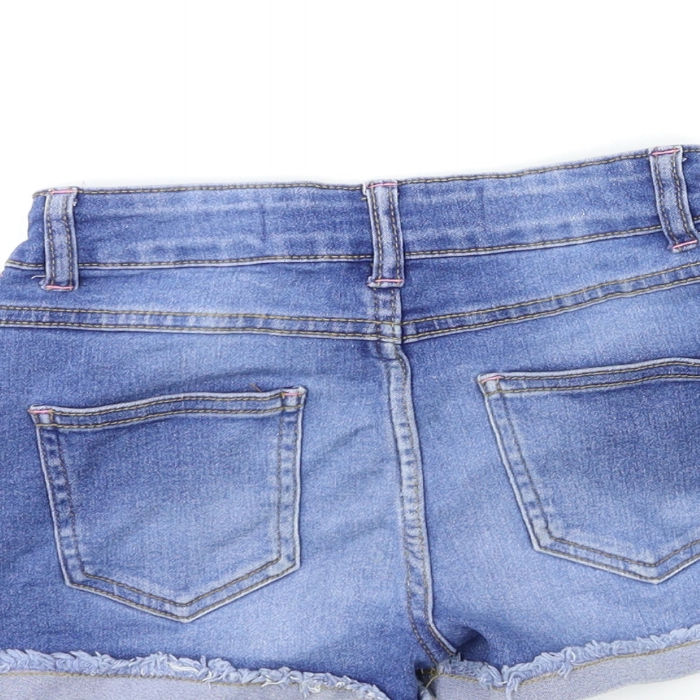 Denim & Co. Girls Blue Denim Hot Pants Shorts Size 7-8 Years