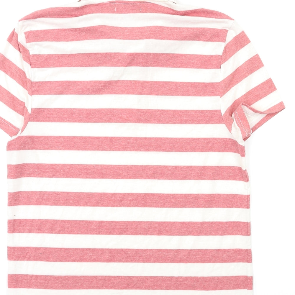 Topshop Mens Pink Striped Polo Size M