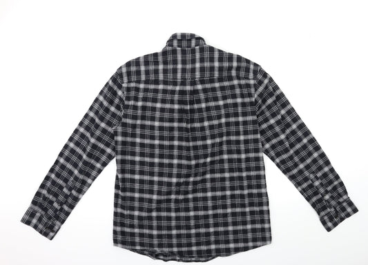 Blue Harbour Mens Black Check Button-Up Size M