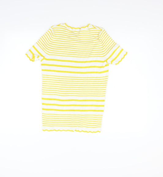 TU Womens White Striped Basic Blouse Size 12