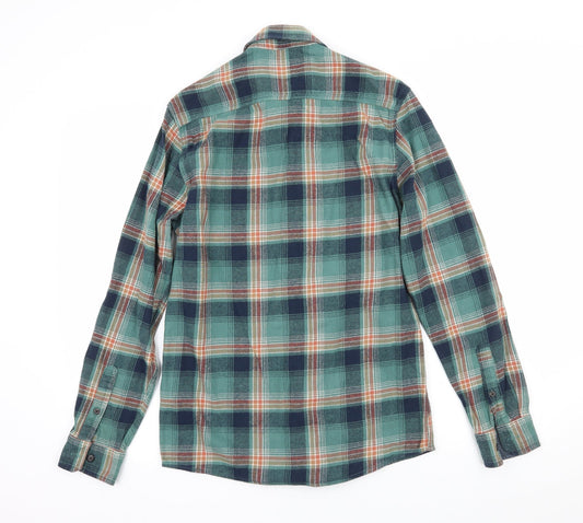 Mens UK Size S Easy Green Button-Up Long Sleeve Casual Shirt
