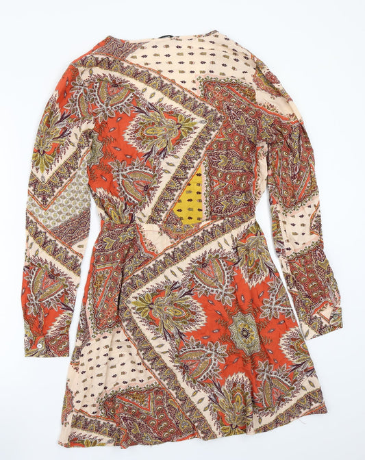 Only Womens Orange Paisley A-Line Size 36