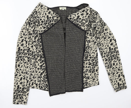Additional front view of Papaya women’s beige animal print cardigan jumper, size UK 10