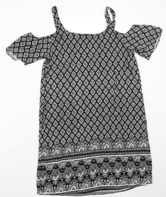 Papaya Womens Black Paisley A-Line Size 8