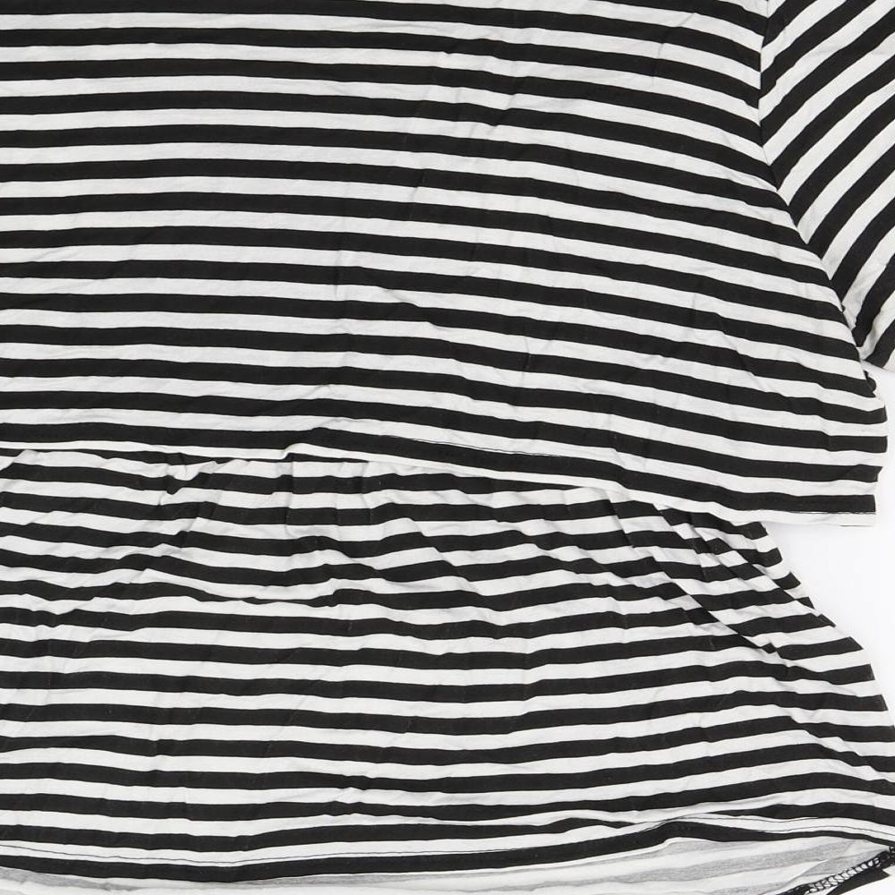 Boohoo Womens White Striped Tunic T-Shirt Size 16