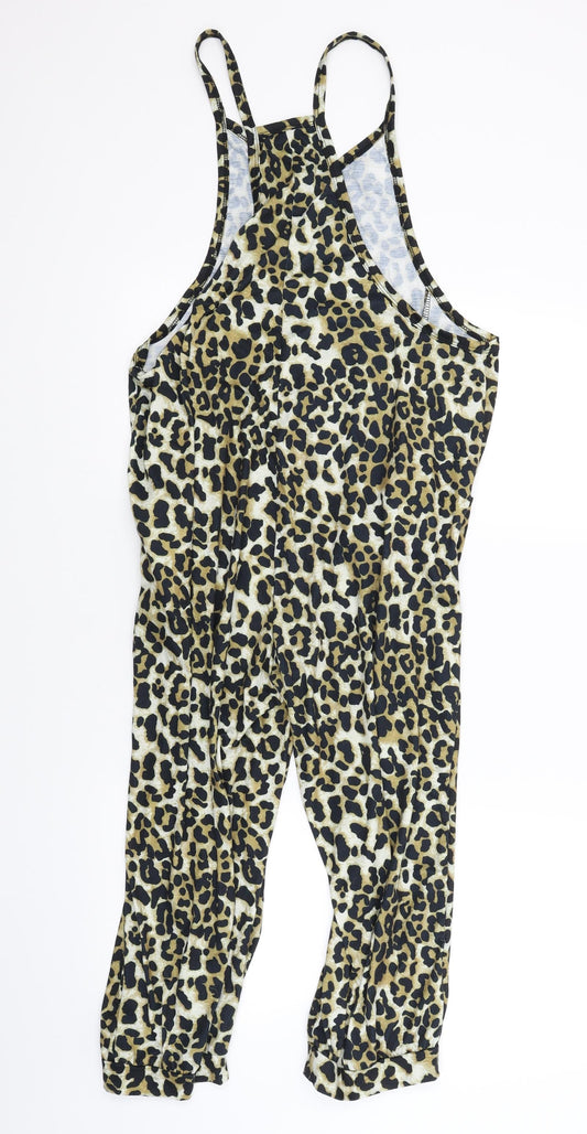 SheIn Womens Brown Animal Print  Playsuit One-Piece Size S
