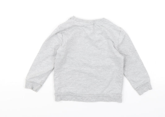 Preworn Boys Grey Pullover Jumper Size 3 Years - Car