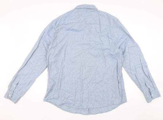 Mens UK Size 2XL New Look Blue Button-Up Long Sleeve Casual Shirt