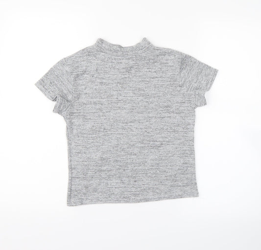 Womens UK Size 8 newlook Grey Cropped Blouse