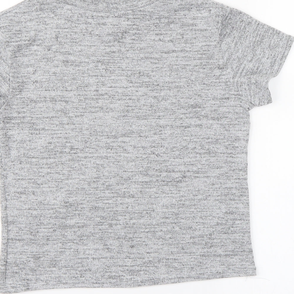 Womens UK Size 8 newlook Grey Cropped Blouse