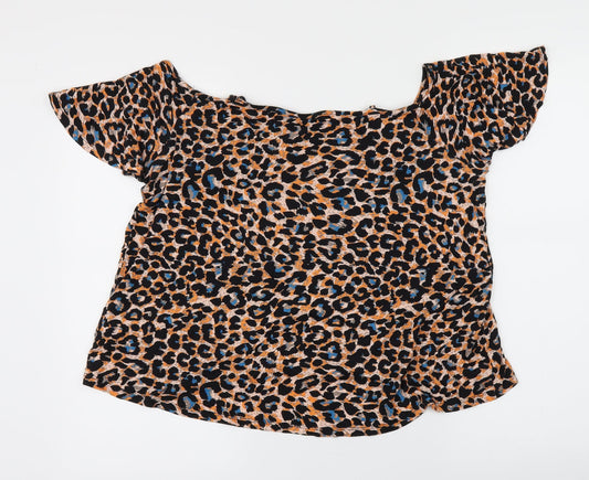 TU Womens Multicoloured Animal Print Basic Blouse Size 16