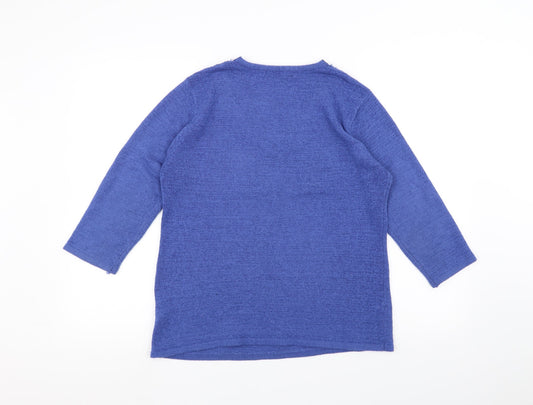 BM Womens Blue Knit Pullover Jumper Size S