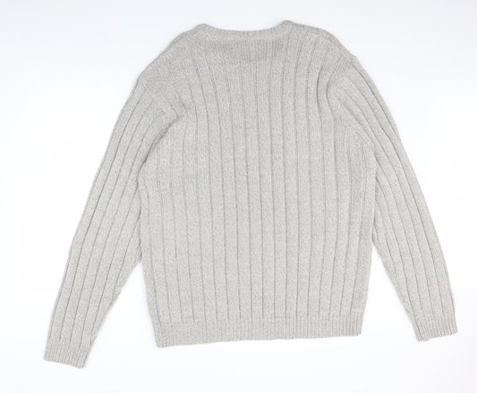 South Bay Mens Grey Knit Pullover Jumper Size L