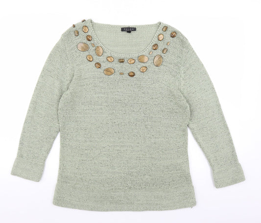 Touch Womens Green Knit Pullover Jumper Size M