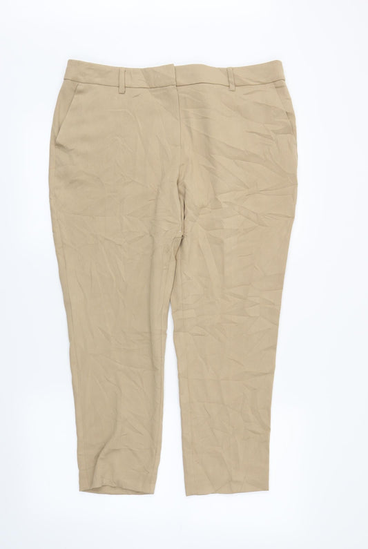 Womens UK Size 14 M&S Regular Fit Beige Trousers