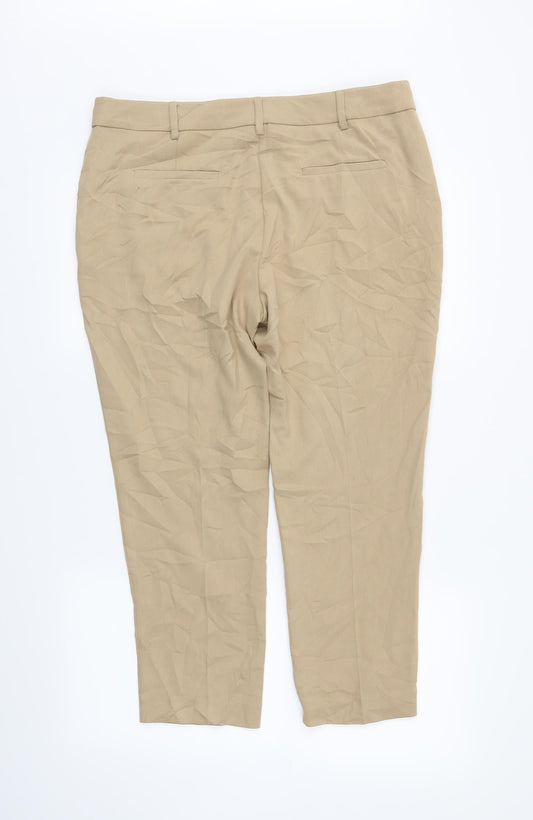 M&S Womens Beige Trousers Size 14 L25 in