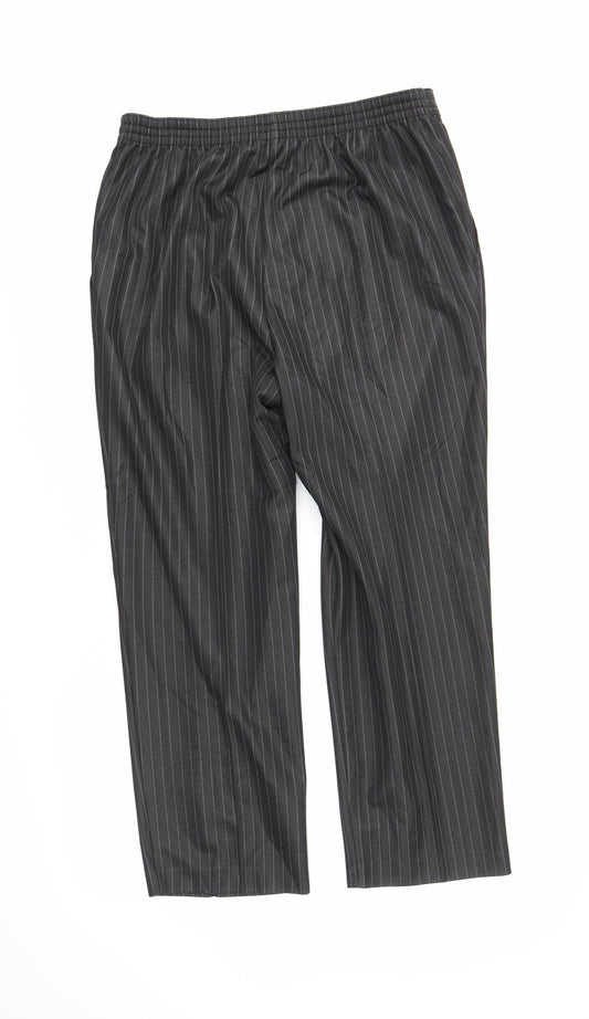 M&S Womens Black Striped Trousers Size 16 L24 in