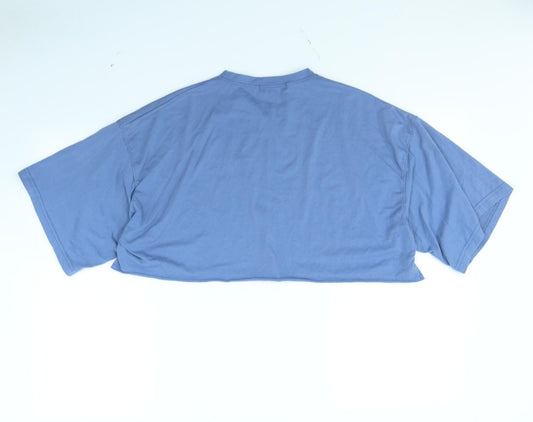 Womens UK Size 8 Missguided Blue Cropped T-Shirt