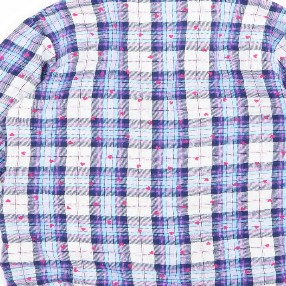 Brand and care label for George girls’ blue basic button-up, size 8, years