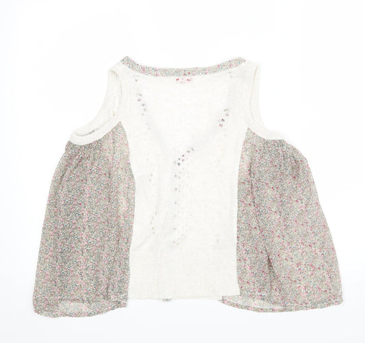 Miss Selfridge Womens Beige Floral Basic Blouse Size 8