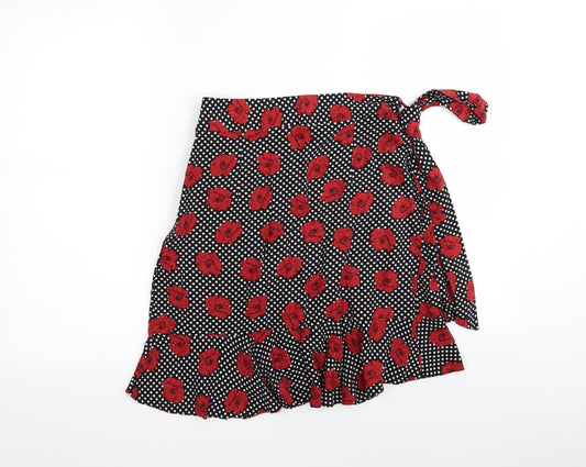 Papaya Womens Black Polka Dot Flare Skirt Size 8
