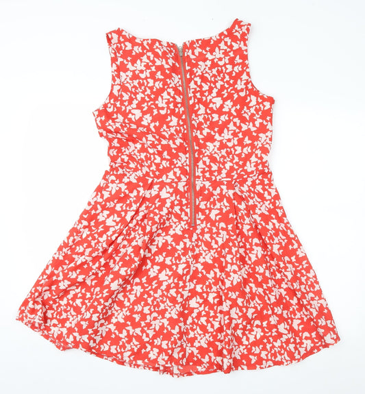 Preworn Womens Red Geometric Fit & Flare Size 12